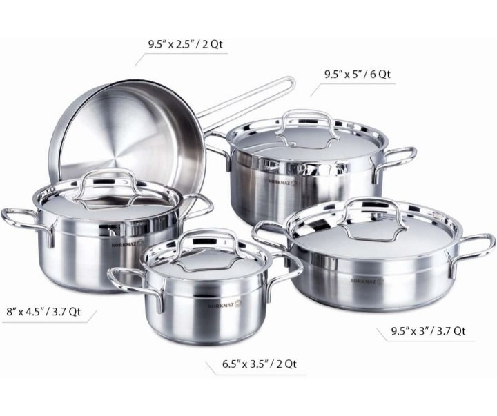 سرویس قابلمه 9 پارچه استیل کرکماز A-1660