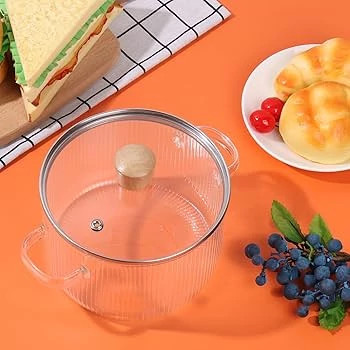 قابلمه پیرکس (دیگ شیشهای) 1.5L حرارت مستقیم با درب چوبی